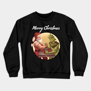 Santa vs Grinch Christmas Armwrestling Crewneck Sweatshirt